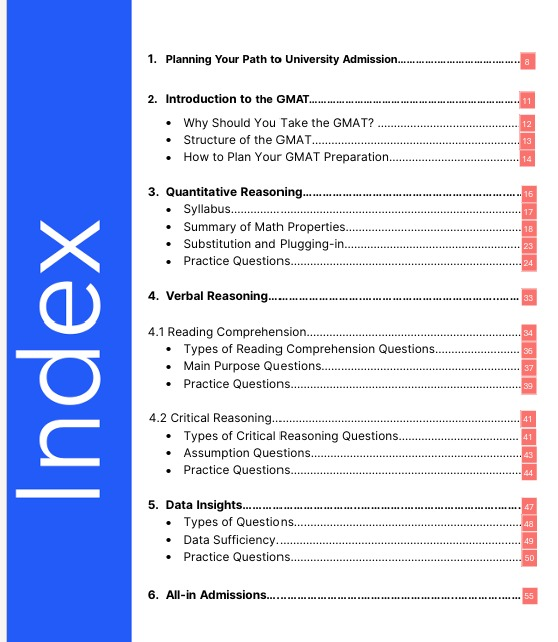 Index of the Ultimate GMAT Study Guide